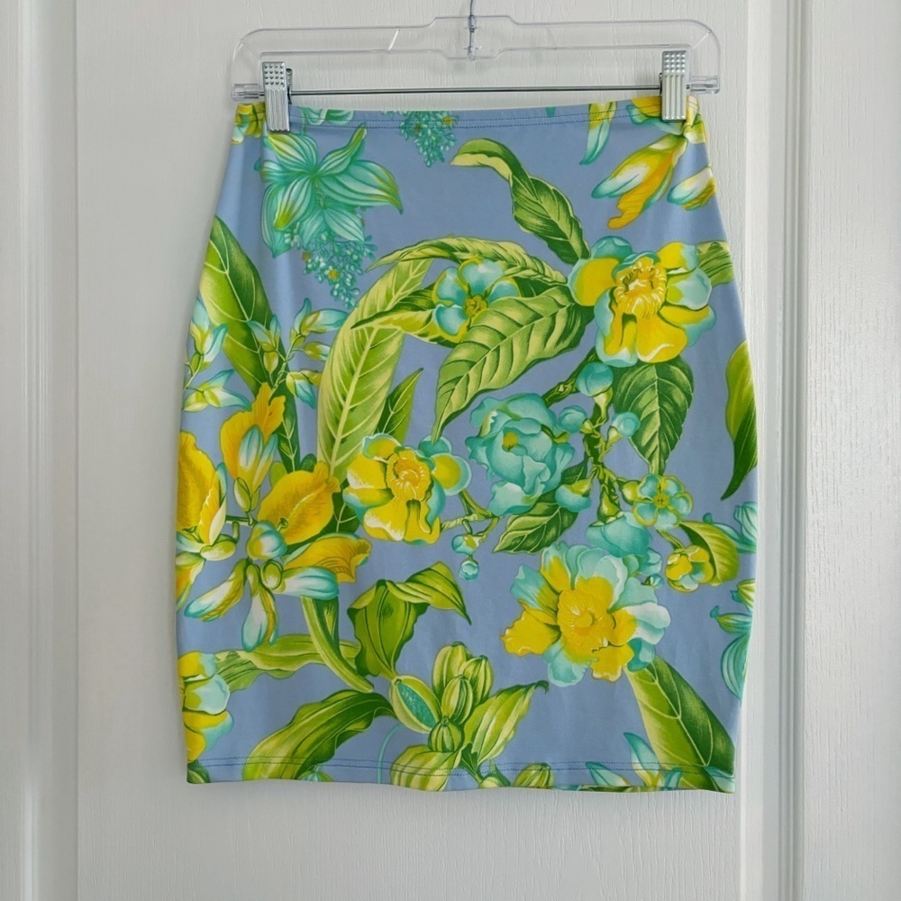 Manuel Canovas Floral Jersey Pencil Skirt Sz 2